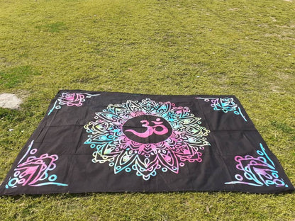 Hand Dyed Pure Cotton Om Mandala Spiritual Tapestry, Buddhist Tapestry,Cloth Wall Hanging  Decor,Meditation Tapestry,Zen Hanging Wall Decor