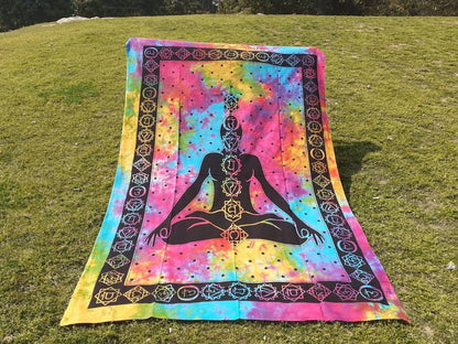 Hand Dyed Pure Cotton Seven Chakra Tapestry,Spiritual Tapestry, Buddhist Tapestry, Wall Hnging Decor,Meditation Tapestry,Wall Decor,Art Hang