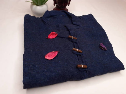 Custom-Made YOGI Mens Indian Khadi Cotton Yoga and Meditation Cloth Set,Breathable Fabric Straight Pant And Indian Kurta Set