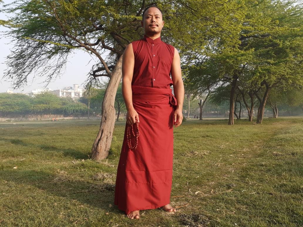 Tibetan Buddhist Monk Skirt- Shamthap,Monk Lower Robe,Monastry Style,Buddhist Meditation Skirt,Monk Nun Prayer Lower Wrap,Temple Clothing