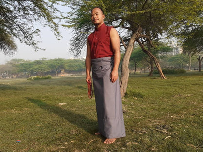 Layman Unisex Tibetan Buddhist Meditation Skirt,Tibetan Half Chuba Wrap-Around Cotton Meditation Cloth,Monastery Style Spiritual Lower Robe