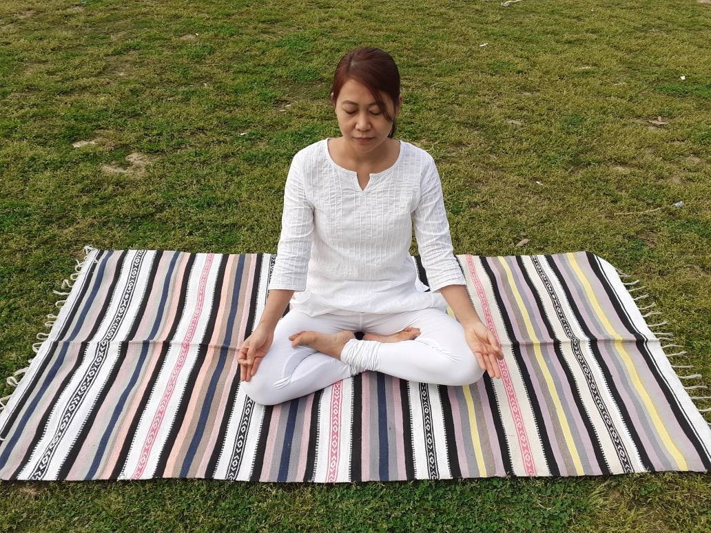 Artisan Organic Cotton Yoga and Meditation Rugs,Handwoven Meditation Floor Mat,Indian Handloomed Rug,Cotton Yoga Mat,Natural Fibre Rug