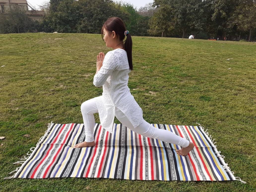 Artisan Organic Cotton Yoga Rugs,Handwoven Meditation Floor Mat,Indian Handloomed Rug,Cotton Yoga Mat,Natural Fibre Rug,