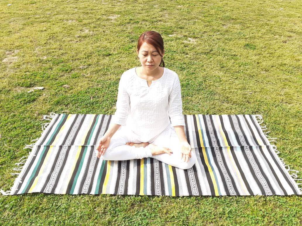 Organic Cotton Natural Yoga And Meditation Mat,Handwoven Meditation Floor Rugs,Indian Artisan Meditation M