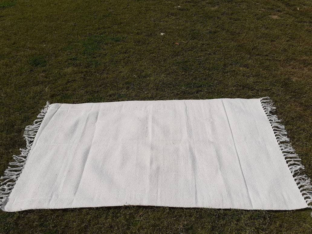 Artisan Handwoven Organic Cotton  Meditation Rug,Handwoven Meditation Floor Mat,Indian Handloomed Rug,Cotton Prayer Mat,Natural Fibre Rug