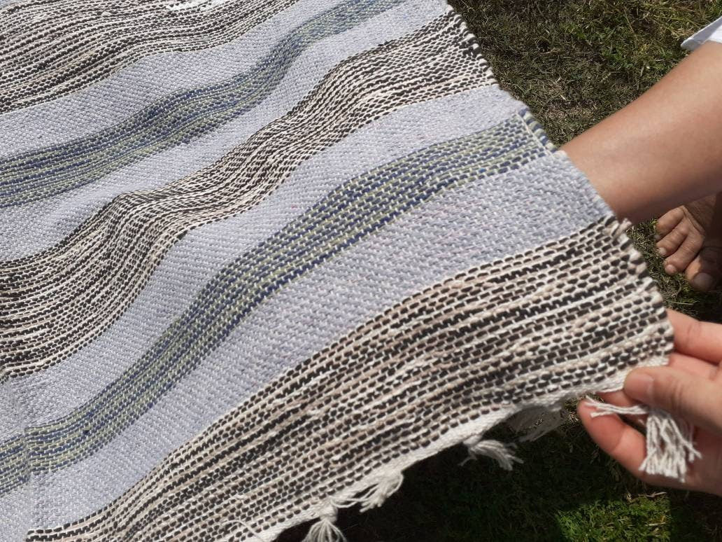 Artisan Organic Cotton Meditation Rugs,Handwoven Meditation Floor Mat,Indian Handloomed Rug,Cotton Yoga Mat,Natural Fibre Rug