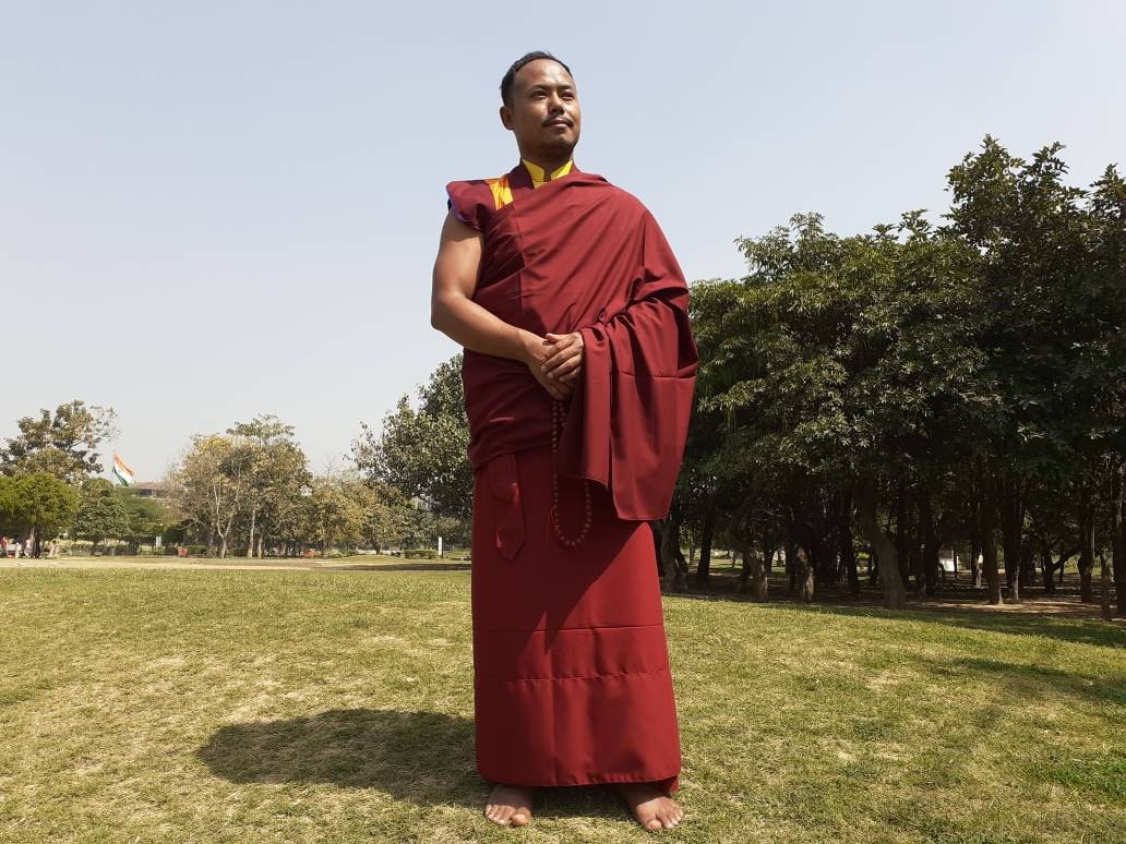 Hand-Tailored Pure Cotton Tibetan Buddhist Monk Complete Robe Set,Zen Spiritual Dress,Monastry Style Meditation Cloth,Buddhist Nun Costume