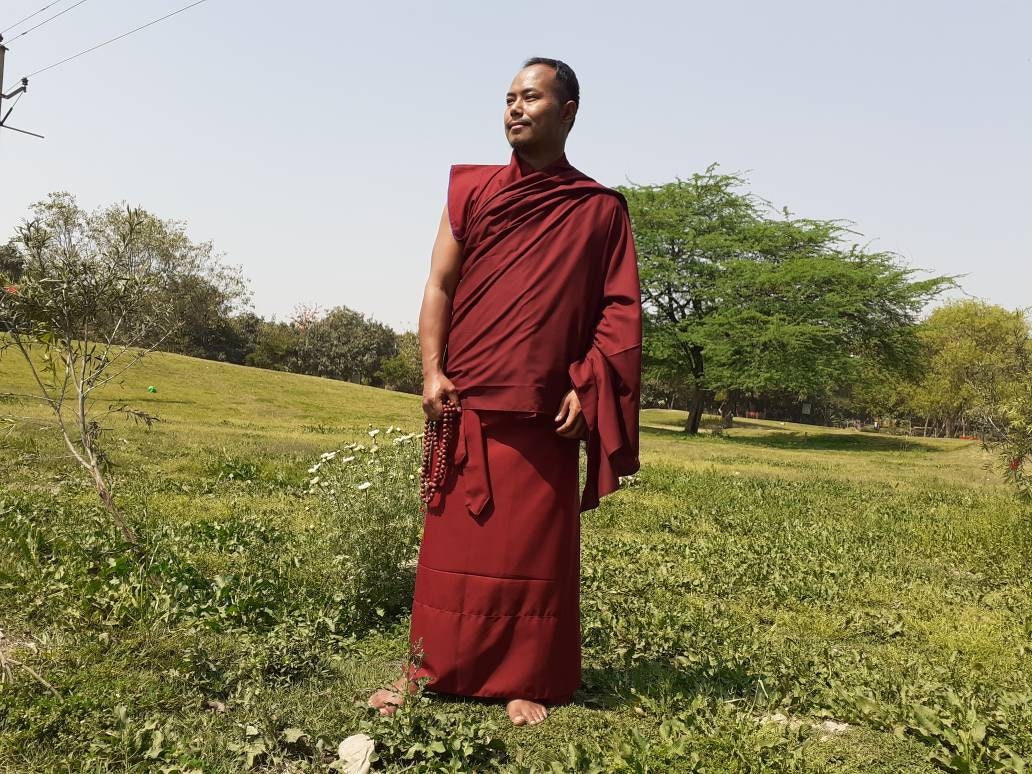 Tibetan Buddhist Monk Jacket,Buddhist Monk Dhonka,Monastry style,Buddhist Meditation Dress, Monk Costumes,Temple clothing, Spiritual fabric