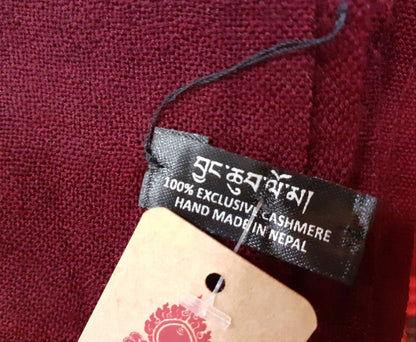 SHAKYAMUNI Handwoven Lightweight Red Buddhist Lama Monk Pure Cashmere Wool Meditation Shawl,TibetBuddhist Prayer Scarf,Himalayan Prayer Wrap