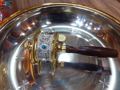 Tibetan Buddhist Hand-Held Prayer Wheel,Buddhist Ritual Object,Buddhist Collectibles,Handcrafted Tibetan Spinning Wheel, Spiritual Item