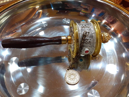 Tibetan Buddhist Hand-Held Prayer Wheel,Buddhist Ritual Object,Buddhist Collectibles,Handcrafted Tibetan Spinning Wheel, Spiritual Item