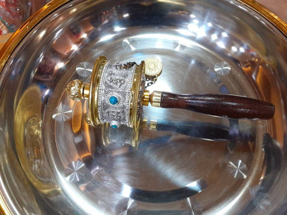 Tibetan Buddhist Hand-Held Prayer Wheel,Buddhist Ritual Object,Buddhist Collectibles,Handcrafted Tibetan Spinning Wheel, Spiritual Item