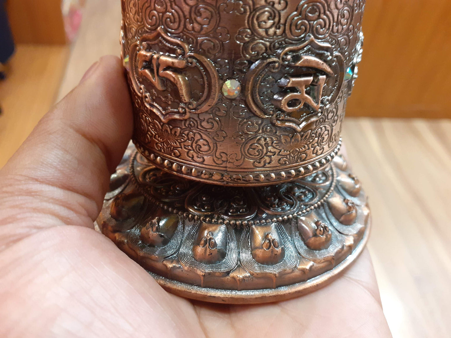 Tibetan Buddhist Meditation Prayer Wheel, Buddhist Ritual Object, Handcrafted Tibetan Spinning Wheel,Buddhist Collectibles, Spiritual Item