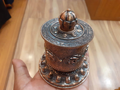 Tibetan Buddhist Meditation Prayer Wheel, Buddhist Ritual Object, Handcrafted Tibetan Spinning Wheel,Buddhist Collectibles, Spiritual Item