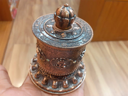 Tibetan Buddhist Meditation Prayer Wheel, Buddhist Ritual Object, Handcrafted Tibetan Spinning Wheel,Buddhist Collectibles, Spiritual Item