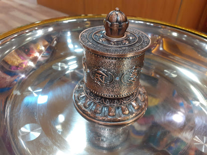 Tibetan Buddhist Meditation Prayer Wheel, Buddhist Ritual Object, Handcrafted Tibetan Spinning Wheel,Buddhist Collectibles, Spiritual Item