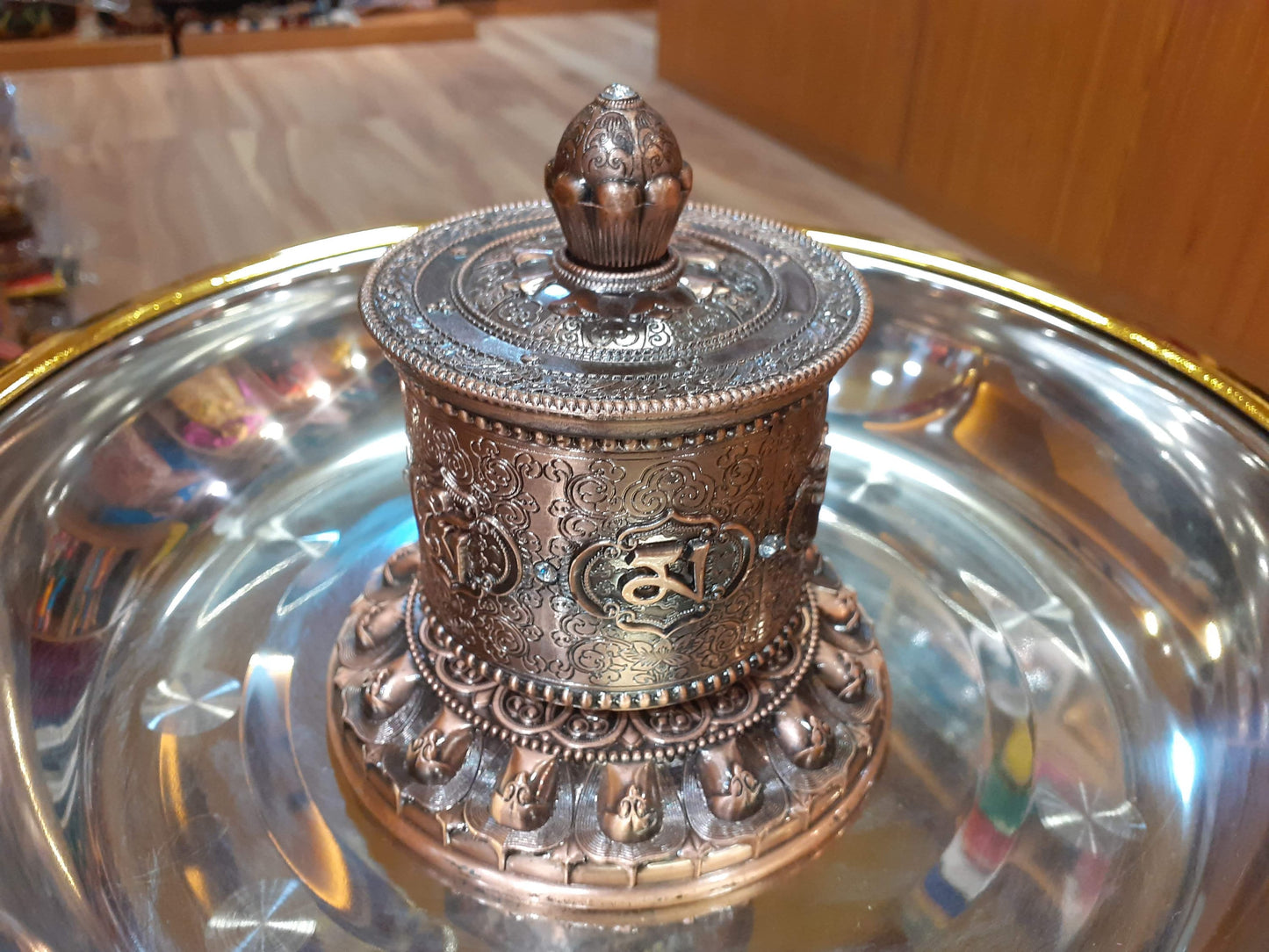 Tibetan Buddhist Meditation Prayer Wheel, Buddhist Ritual Object, Handcrafted Tibetan Spinning Wheel,Buddhist Collectibles, Spiritual Item