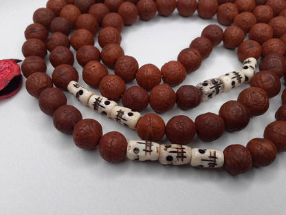 Bodhi Seeds And Skull Bone Beads Mala,Buddhist Prayer  beads,Tibetan Prayer Beads, Meditation tools,Monk bracelet,Skull Bone Beads,
