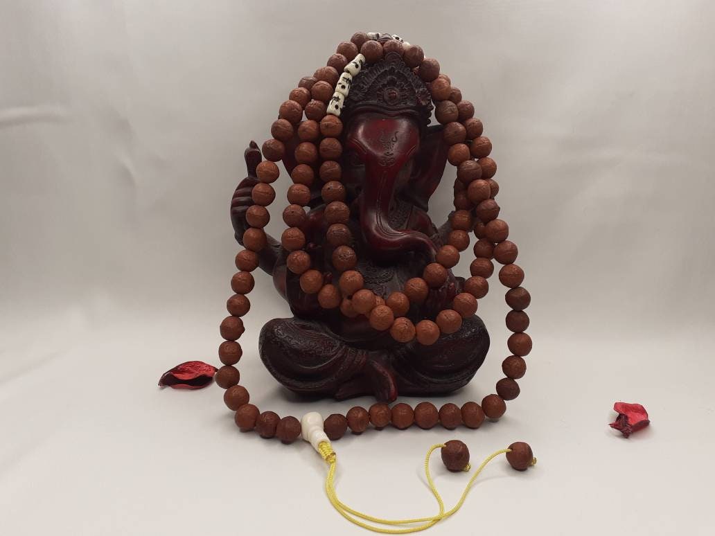 Bodhi Seeds And Skull Bone Beads Mala,Buddhist Prayer  beads,Tibetan Prayer Beads, Meditation tools,Monk bracelet,Skull Bone Beads,