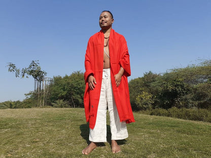 Handwoven Red Pure Pashmina Wool Meditation Shawl,Cashmere Pashima Prayer Blanket, Himalayan Cashmere Scarf, Pashmina Wool Wrap