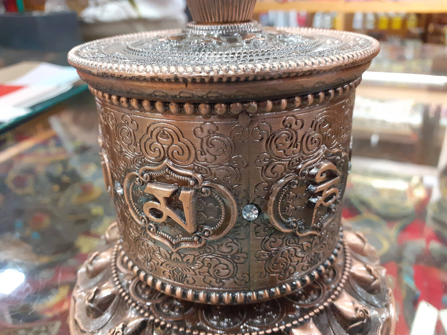 Tibetan Buddhist Meditation Prayer Wheel, Buddhist Ritual Object, Handcrafted Tibetan Spinning Wheel,Buddhist Collectibles, Spiritual Item