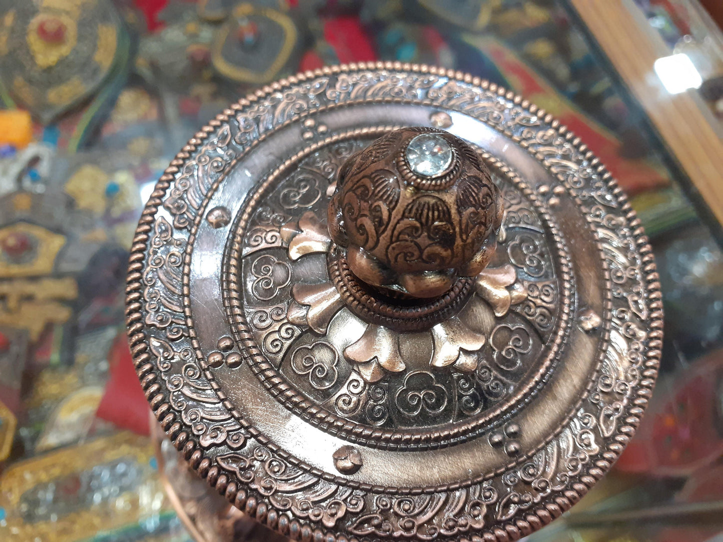 Tibetan Buddhist Meditation Prayer Wheel, Buddhist Ritual Object, Handcrafted Tibetan Spinning Wheel,Buddhist Collectibles, Spiritual Item