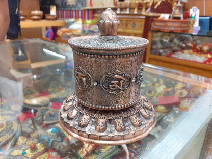 Tibetan Buddhist Meditation Prayer Wheel, Buddhist Ritual Object, Handcrafted Tibetan Spinning Wheel,Buddhist Collectibles, Spiritual Item