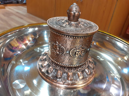 Tibetan Buddhist Meditation Prayer Wheel, Buddhist Ritual Object, Handcrafted Tibetan Spinning Wheel,Buddhist Collectibles, Spiritual Item