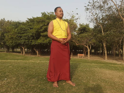 Custom-Made Cotton Brocade Layman Buddhist Meditation Robe Set,Monastry Style Zen Prayer Costume,Tibetan Monk Spiritual Temple Clothing