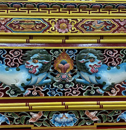 Handcarved And Hand Painted Foldable Wooden Tibetan Buddhist Altar,Tibetan Alter Table,Tibetan Buddhist Altar Desk with Auspicious Symbols,