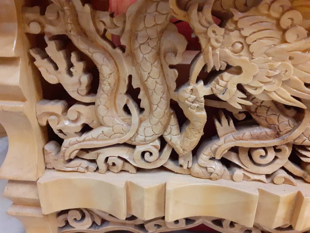 Dragon Handcarved Foldable Wooden Tibetan Buddhist Altar Table,Tibetan Alter Table,Buddhist Meditation Table,Tibetan Furniture