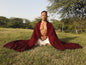 VAJRA Handwoven Lightweight Red Buddhist Lama Monk Pure Cashmere Wool Meditation Shawl,Tibetan Buddhist Prayer Scarf,Cashmere Prayer Wrap