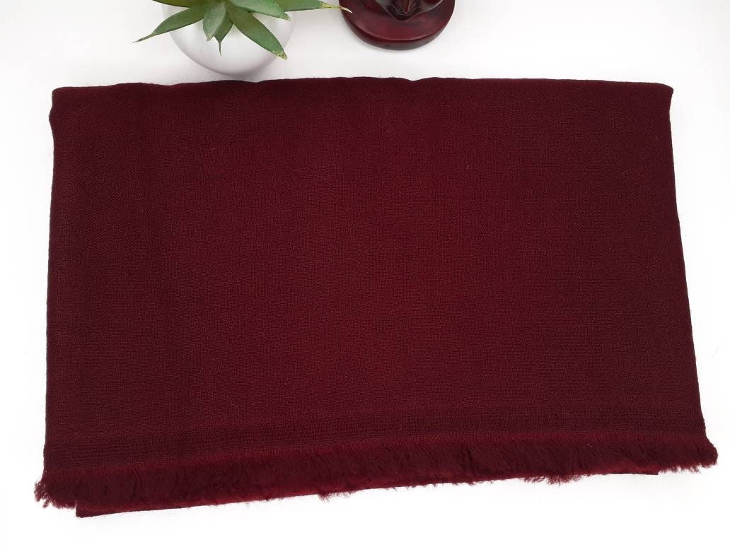 SHAKYAMUNI Handwoven Buddhist Lama Monk Pure Cashmere Wool Meditation Shawl,Buddhist Prayer Blanket,Burgundy Himalayan Cashmere Wool Wrap