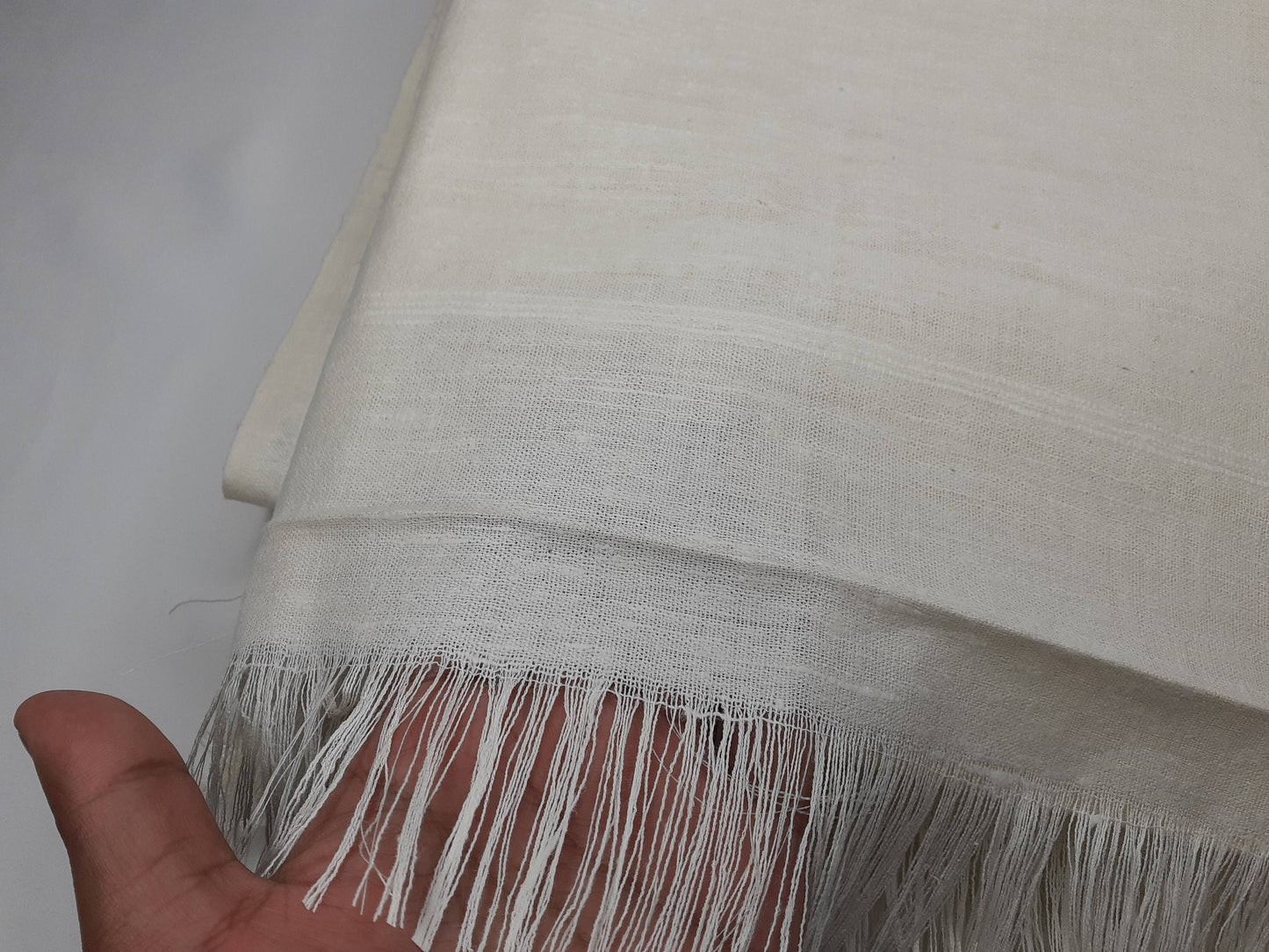 AHIMSA X-Large Traditional Handspun/ Handwoven White Pure Raw Eri Silk Meditation Shawl,Ethical Peace Silk Zen,Non- Violent Silk Prayer Wrap