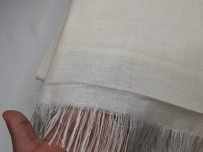 AHIMSA X-Large Traditional Handspun/ Handwoven White Pure Raw Eri Silk Meditation Shawl,Ethical Peace Silk Zen,Non- Violent Silk Prayer Wrap
