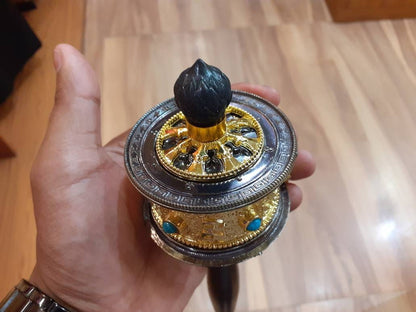 Tibetan Buddhist Hand Held Prayer Wheel, Buddhist Ritual Object, Handcrafted Tibetan Spinning Wheel,Buddhist Collectibles, Spiritual Item