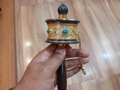 Tibetan Buddhist Hand Held Prayer Wheel, Buddhist Ritual Object, Handcrafted Tibetan Spinning Wheel,Buddhist Collectibles, Spiritual Item