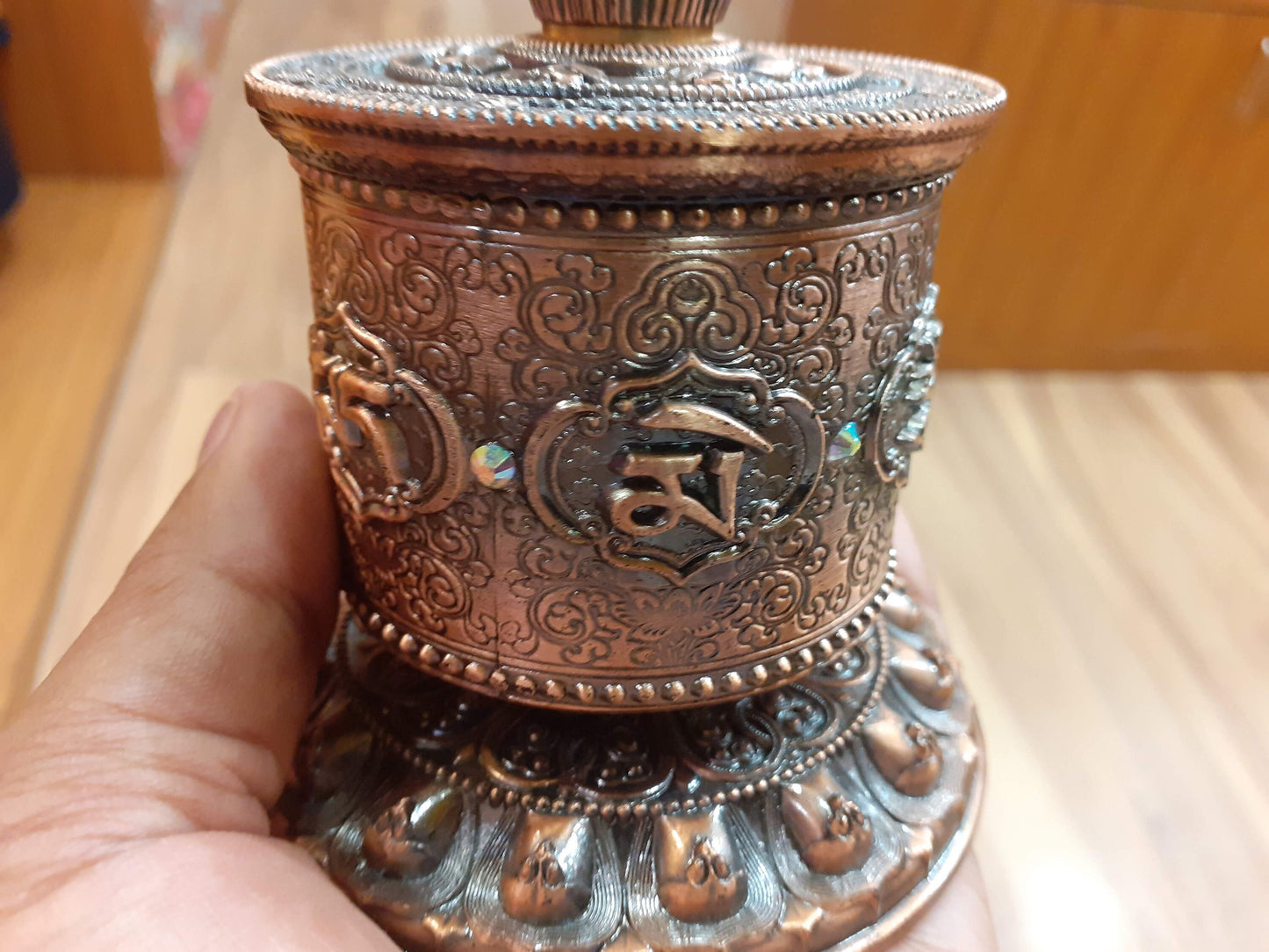 Tibetan Buddhist Meditation Prayer Wheel, Buddhist Ritual Object, Handcrafted Tibetan Spinning Wheel,Buddhist Collectibles, Spiritual Item