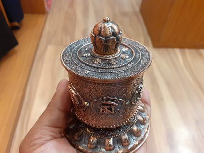 Tibetan Buddhist Meditation Prayer Wheel, Buddhist Ritual Object, Handcrafted Tibetan Spinning Wheel,Buddhist Collectibles, Spiritual Item