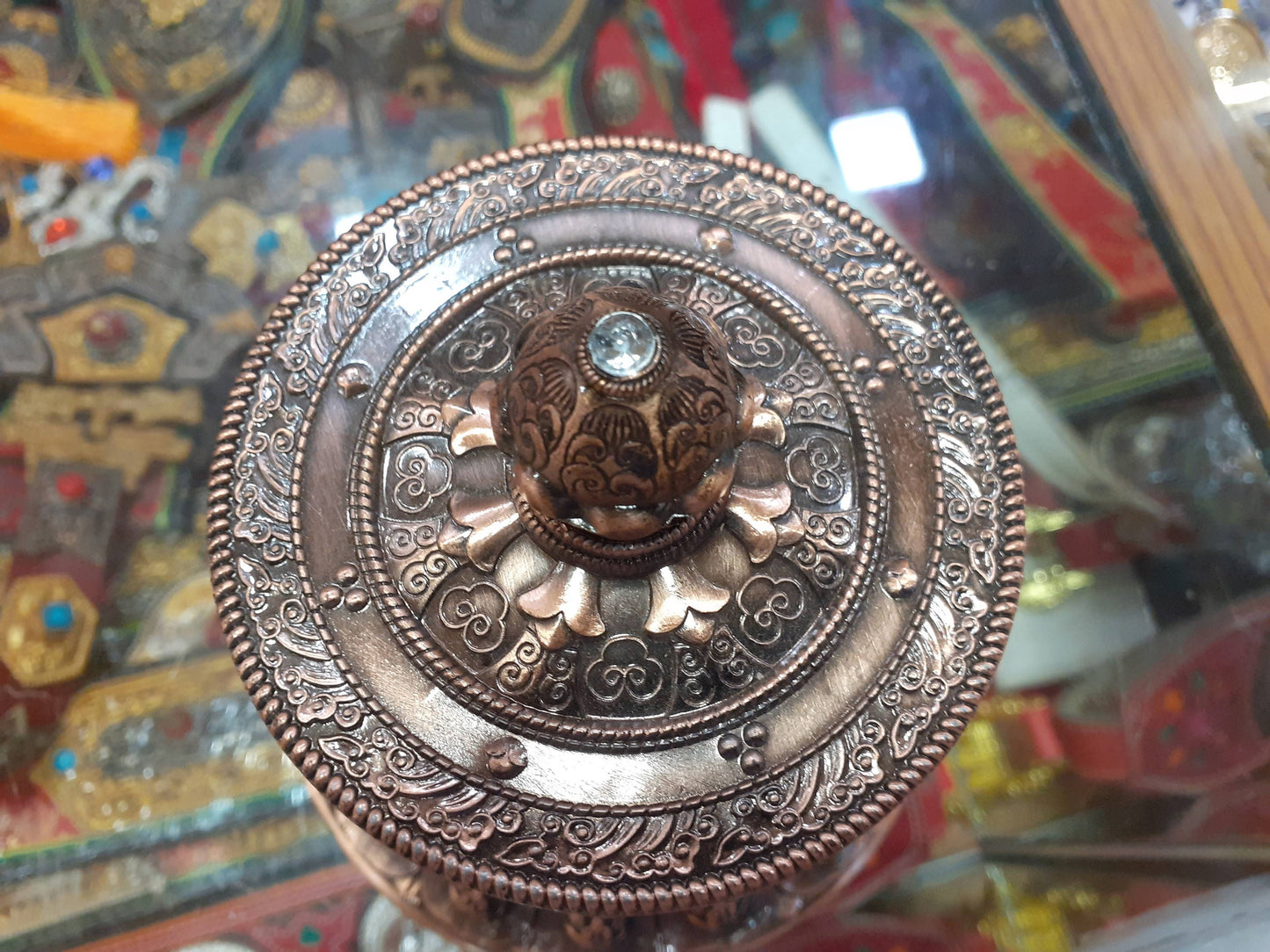 Tibetan Buddhist Meditation Prayer Wheel, Buddhist Ritual Object, Handcrafted Tibetan Spinning Wheel,Buddhist Collectibles, Spiritual Item