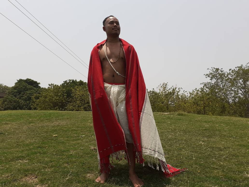 TANTRIK Large Traditional Handwoven Tibetan Buddhist Ngakpa Raw Eri Silk Meditation Shawl,Buddhist Silk Shawl,Ngakpa Tantric Meditation Wrap