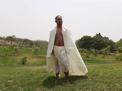 AHIMSA X-Large Traditional Handspun/ Handwoven White Pure Raw Eri Silk Meditation Shawl,Ethical Peace Silk Zen,Non- Violent Silk Prayer Wrap