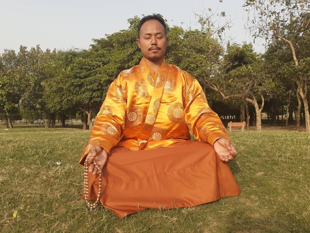 Layman Buddhist Meditation Robe,Tibetan Buddhist  Robe Set, Buddhist Monk Robe,Monastry style,,Temple clothing, Spiritual fabric