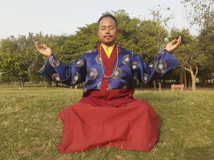 Custom-Made Cotton Brocade Layman Buddhist Meditation Robe Set,Monastry Style Zen Prayer Costume,Tibetan Monk Spiritual Temple Clothing