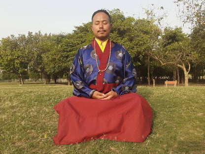 Custom-Made Cotton Brocade Layman Buddhist Meditation Robe Set,Monastry Style Zen Prayer Costume,Tibetan Monk Spiritual Temple Clothing