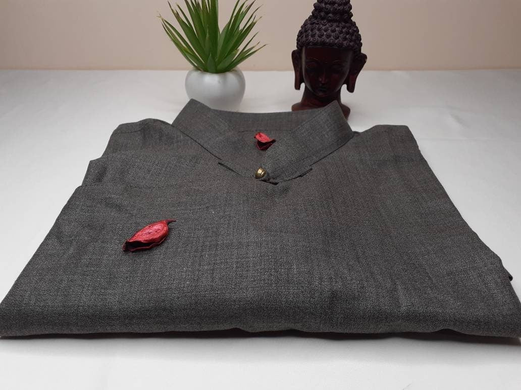 Tibetan Traditional Pure Cotton Copper Color Long Sleeves Buddhist Yogi Meditation Shirt,Ethnic Tibetan Prayer Shirt,Unisex Tibetan Clothing