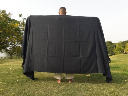 HIMALAY X-Large Handwoven Dark Grey Pure Sheep Wool Meditation Shawl,Himalayan Prayer Blanket,Kullu Shawl,Himalayan Wool lndia Prayer Wrap