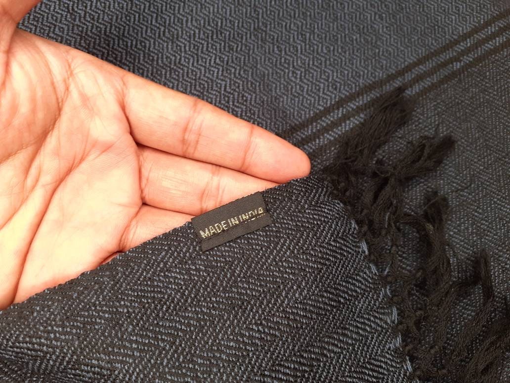 HIMALAY X-Large Handwoven Dark Grey Pure Sheep Wool Meditation Shawl,Himalayan Prayer Blanket,Kullu Shawl,Himalayan Wool lndia Prayer Wrap