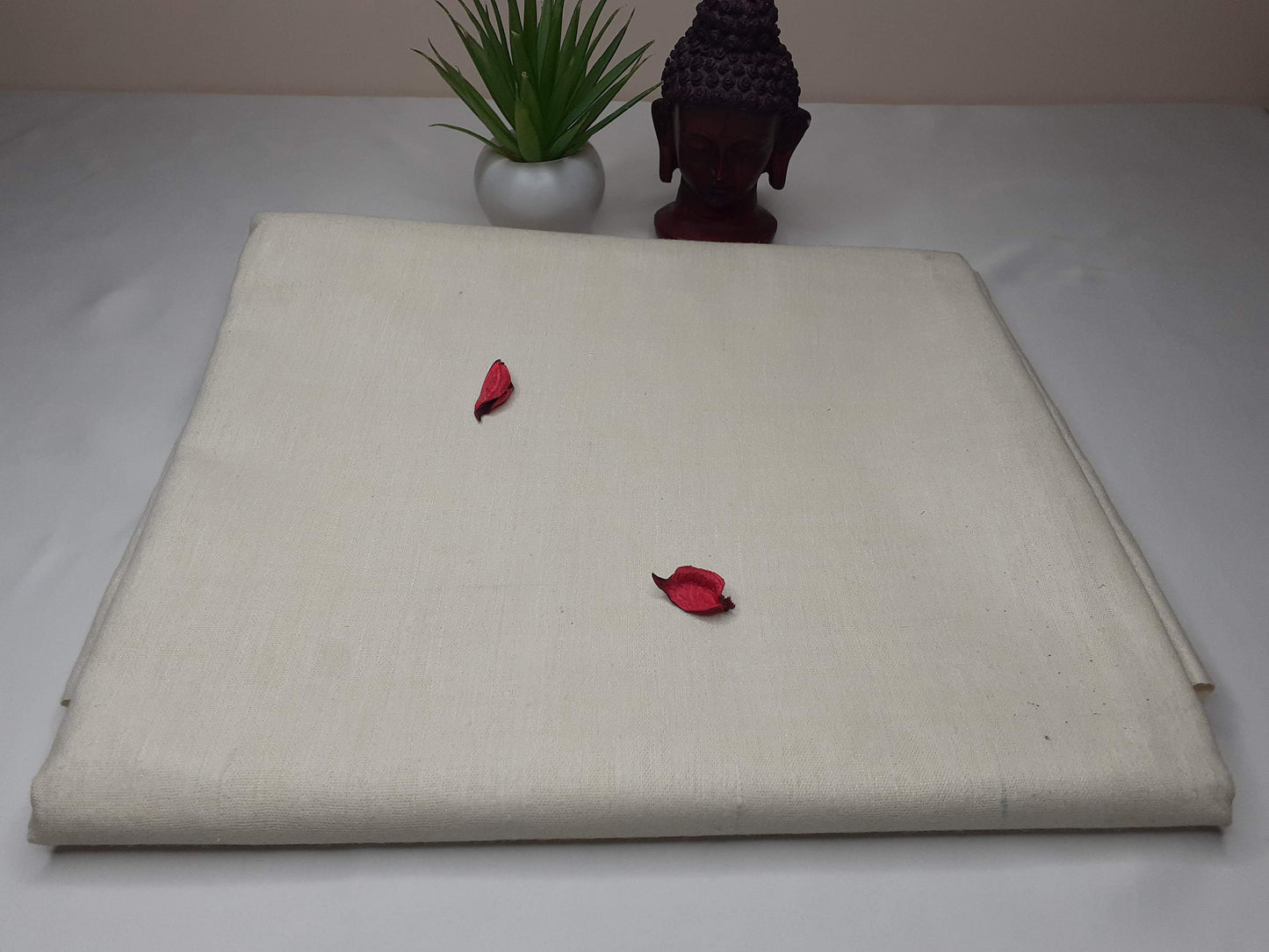 AHIMSA X-Large Traditional Handspun/ Handwoven White Pure Raw Eri Silk Meditation Shawl,Ethical Peace Silk Zen,Non- Violent Silk Prayer Wrap