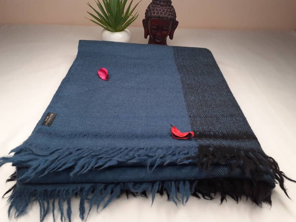 VEDA X-Large Handwoven Himalayan Yogi Pure Angora Wool Meditation Shawl,Himalayan Wool Prayer Blanket,Ethnic Indian Wool Prayer Wrap/Zen